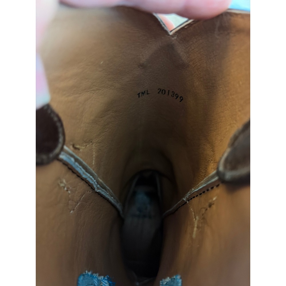 Tanner Mark Brown Distressed Leather Snip Toe Western Cowboy Boots Womens 6.5 - Picture 9 of 10